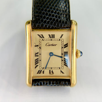 Vintage 1980's Cartier Tank Vermeil Watch - Jacob's Diamond and Estate Jewelry