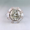 Vintage 1950's Transitional Cut and Step Cut Diamond Engagement Ring Platinum