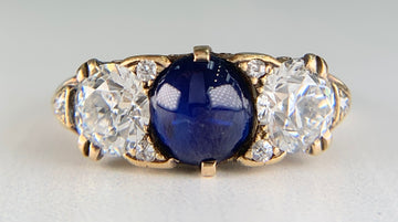 Antique 1910 No Heat Sapphire and Old European Diamond Ring 12-14k Gold