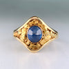 Antique Circa 1890's Sapphire Cabochon Gold Nugget Ring 14k Yellow Gold