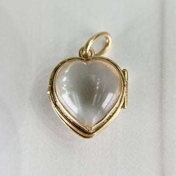Antique Circa 1900 Heart Shaped Pools of Light Locket Pendant 14k Yellow Gold