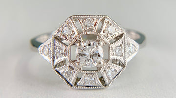 Estate Diamond Octagon Ring Platinum