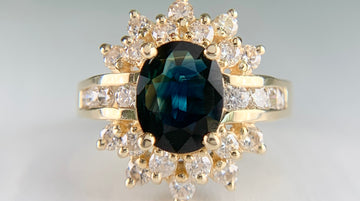 Estate Sapphire and Diamond Ring 14k Yellow Gold