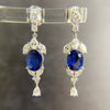 Vintage Sapphire and Diamond Dangle Earrings Platinum