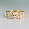 Vintage 1970's Two Row Diamond Band Ring 14k Yellow Gold