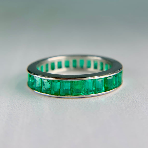 Vintage Emerald Eternity Band Ring Platinum