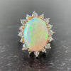 Vintage 1970's Opal and Diamond Halo Ring 14k Gold
