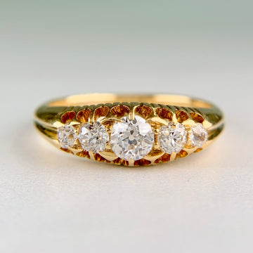 Antique 1896 Chester Assay Old Mine Cut Diamond Ring 18k Yellow Gold - Jacob's Diamond and Estate Jewelry