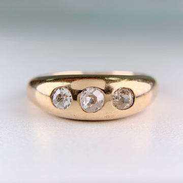 Antique Burnish Set Old Mine Diamond Ring 14k Yellow Gold - Jacob's Diamond and Estate Jewelry