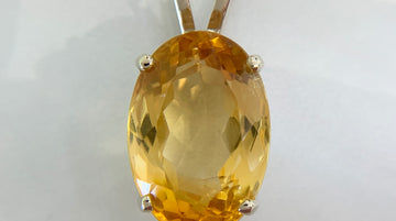 Large Oval Citrine Pendant 14k White Gold