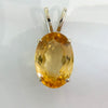 Large Oval Citrine Pendant 14k White Gold