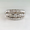 Vintage 1950's 3 Row Diamond Band Ring 14k White Gold