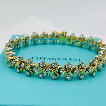 Tiffany Schlumberger Diamond Yellow Gold Platinum Bracelet - Jacob's Diamond and Estate Jewelry