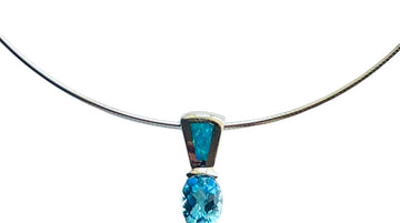 Blue Topaz Opal Yellow Gold Slide Pendant Necklace