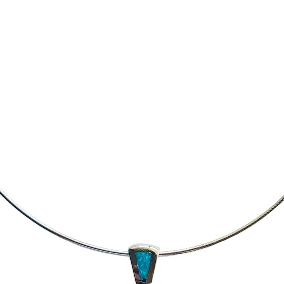 Blue Topaz Opal Yellow Gold Slide Pendant Necklace