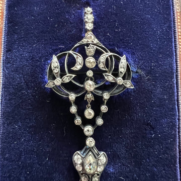 Victorian Old Mine Diamond Silver And Gold Pin Pendant Circa 1890s