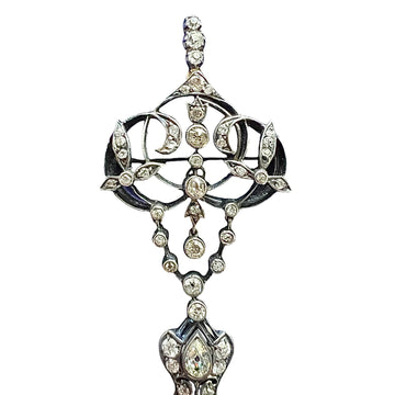 Victorian Old Mine Diamond Silver And Gold Pin Pendant Circa 1890s