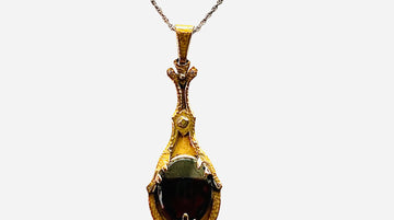 R. W. Edwards Victorian Garnet Yellow Gold Pendant Necklace