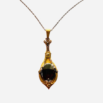 R. W. Edwards Victorian Garnet Yellow Gold Pendant Necklace