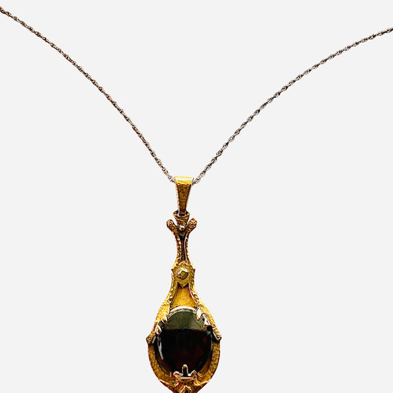 R. W. Edwards Victorian Garnet Yellow Gold Pendant Necklace