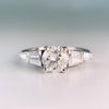 Round and Baguette Diamond Engagement Ring Platinum
