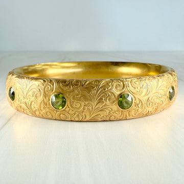 Antique 1905 Art Nouveau Riker Brothers Peridot Arm Bracelet 14k Yellow Gold - Jacob's Diamond and Estate Jewelry