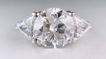 Vintage 1950's 5.15 Carat Transitional Cut Diamond Engagement Ring Platinum