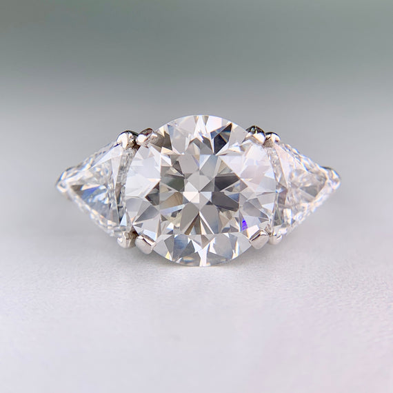 Vintage 1950's 5.15 Carat Transitional Cut Diamond Engagement Ring Platinum