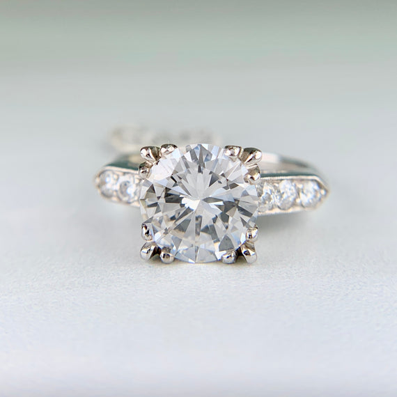 1950s GIA 2.42 Carat Diamond Platinum Engagement Ring