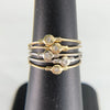 Set of 5 Twisted Cable Rings with Diamonds 14k Gold