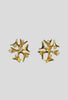 Modernist Snowflake Yellow Gold Diamond Clip On Earrings Circa 1950s