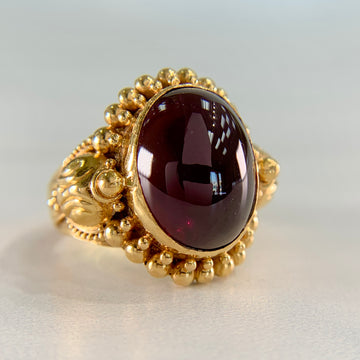 Vintage 1990's Stephen Dweck Pink Tourmaline Cabochon Ring 22k Yellow Gold