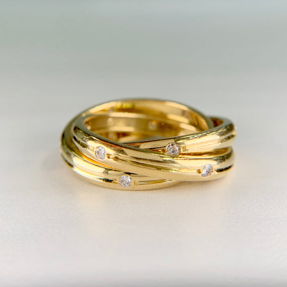 Cartier Constellation Trinity Rolling Band Ring 18k Yellow Gold