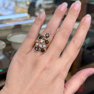 Vintage 1970's Black Star Sapphire and Diamond Ring 14k Yellow Gold - Jacob's Diamond and Estate Jewelry