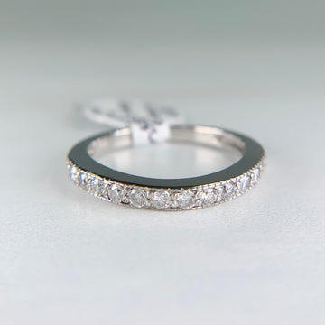1990's Slight Curve Diamond Band 14k White Gold