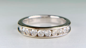 Channel Set Diamond Band Ring 14k White Gold
