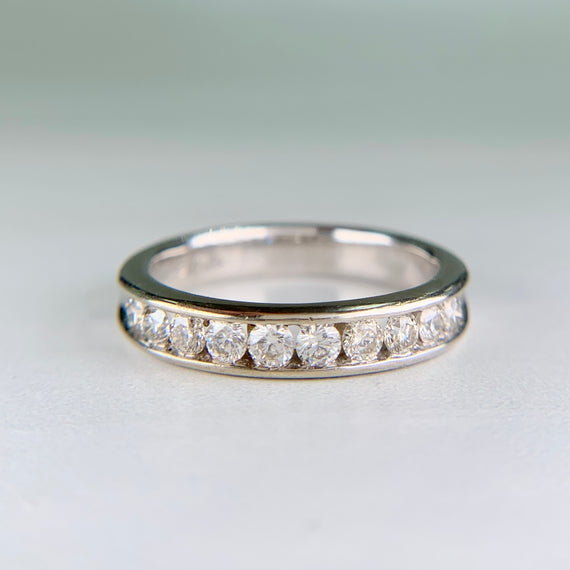 Channel Set Diamond Band Ring 14k White Gold