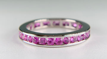 Pink Sapphire Eternity Band 14k Yellow Gold