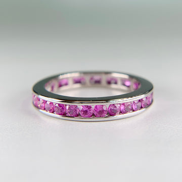 Pink Sapphire Eternity Band 14k Yellow Gold