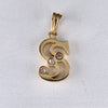 Vintage 1980's Mini "S" Diamond Pendant 14k Yellow Gold