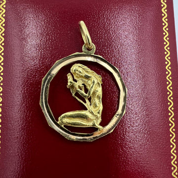 Virgo Zodiac 18k Yellow Gold Pendant Circa 1970s