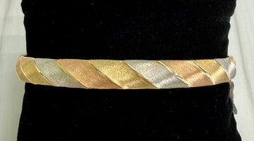 Tri-Color Gold Bangle Bracelet 14k Gold