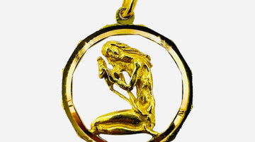 Virgo Zodiac 18k Yellow Gold Pendant Circa 1970s