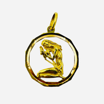 Virgo Zodiac 18k Yellow Gold Pendant Circa 1970s