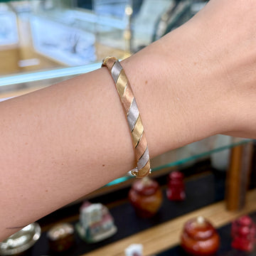 Tri-Color Gold Bangle Bracelet 14k Gold - Jacob's Diamond and Estate Jewelry