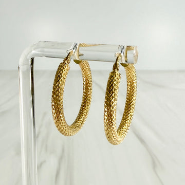Small Textured Hoop Earrings 14k Yellow Gold - Jacob's Diamond and Estate Jewelry