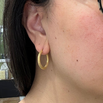 Small Textured Hoop Earrings 14k Yellow Gold - Jacob's Diamond and Estate Jewelry