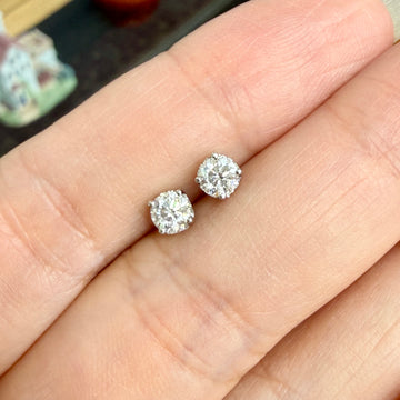 Half Carat Diamond Basket Studs Earrings 14k White Gold - Jacob's Diamond and Estate Jewelry