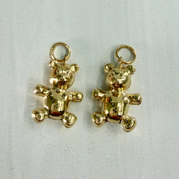 Teddy Bear Hoop Earring Charms 14k Yellow Gold - Jacob's Diamond and Estate Jewelry