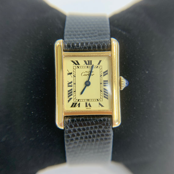 Cartier Tank Unisex 1970s Vintage Manual Wind 20x28mm 925 Vermeil